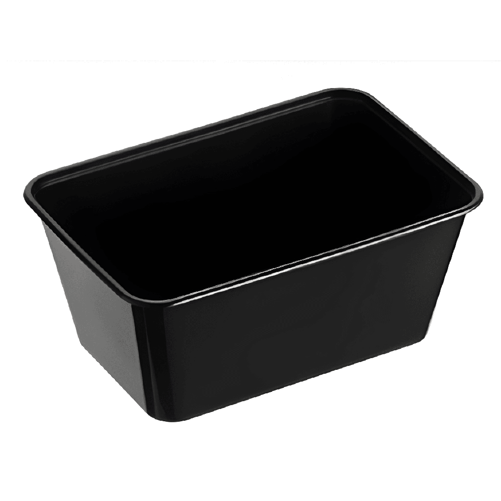 1000ML BLACK PLASTIC RECTANGULAR CONTAINER