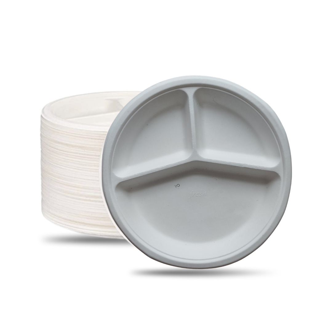 3 COMP 10" BIO ROUND PLATE