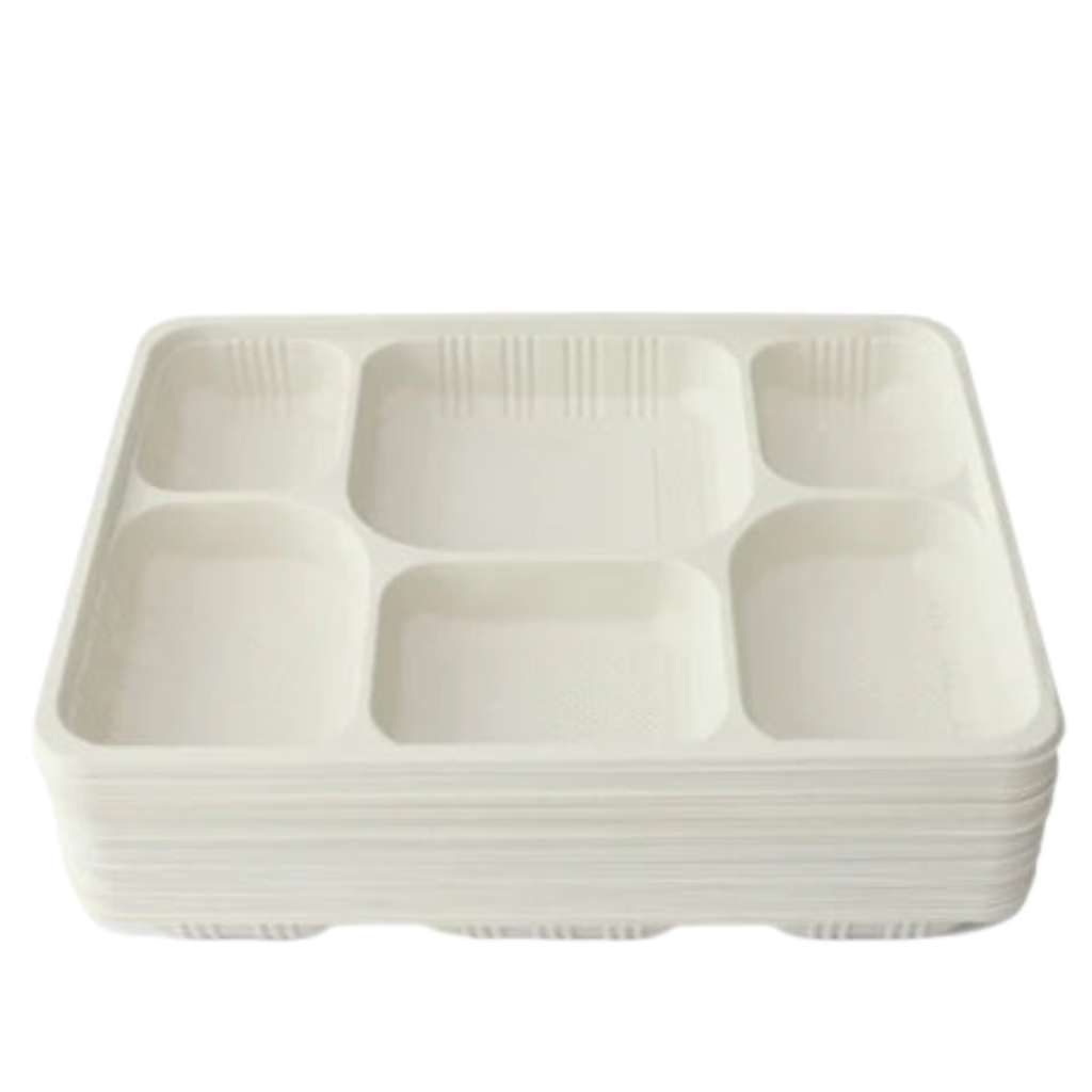 6 COMPARTMENT CORNSTARCH MEAL TRAY