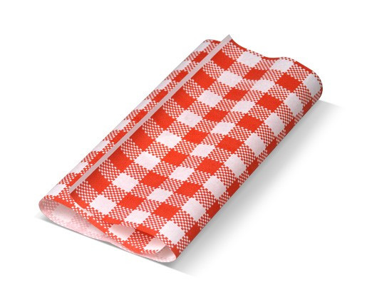 RED GINGHAM GREASEPROOF PAPER 1/2 CUT