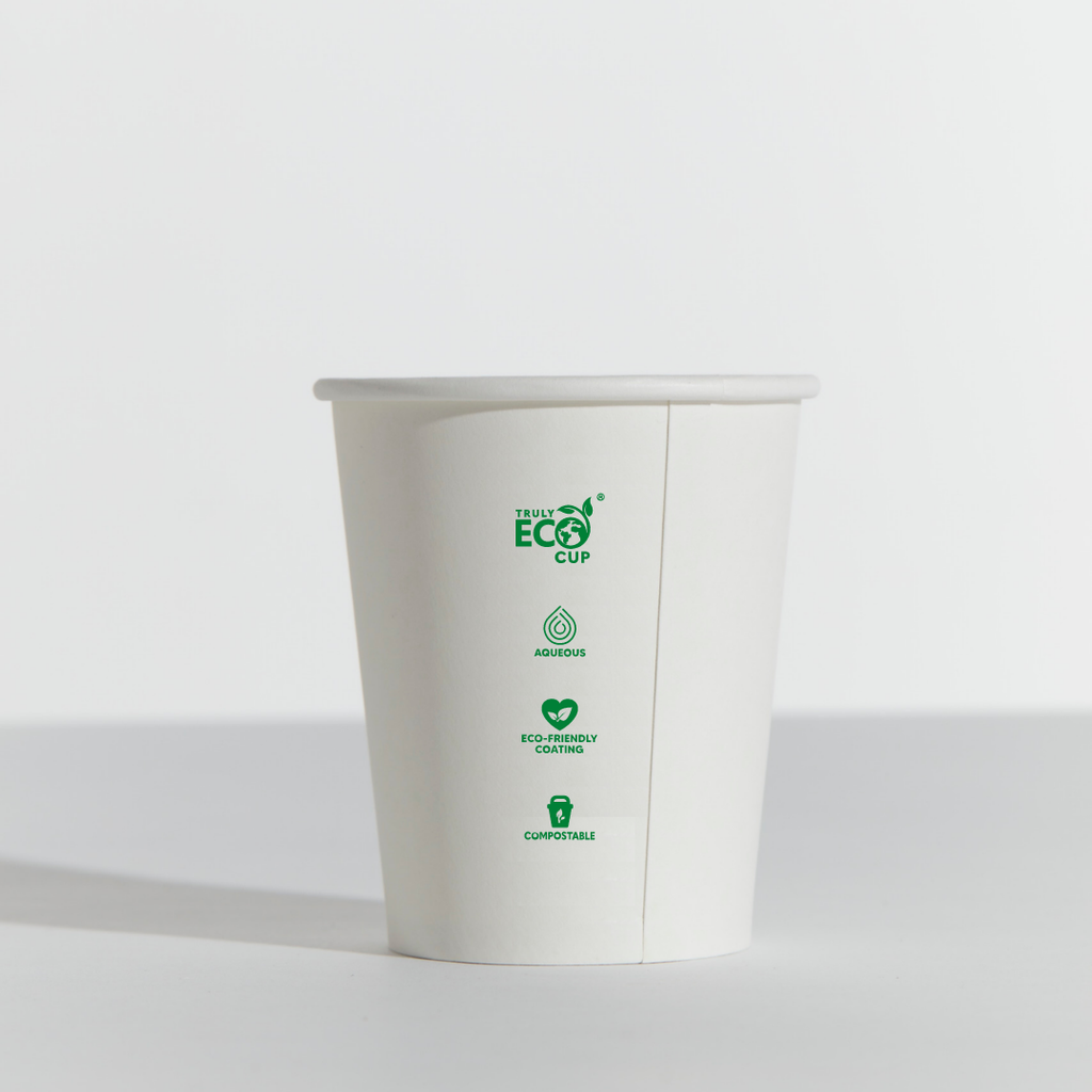 8OZ SINGLE WALL AQUEOUS TRULY ECO CUP - White