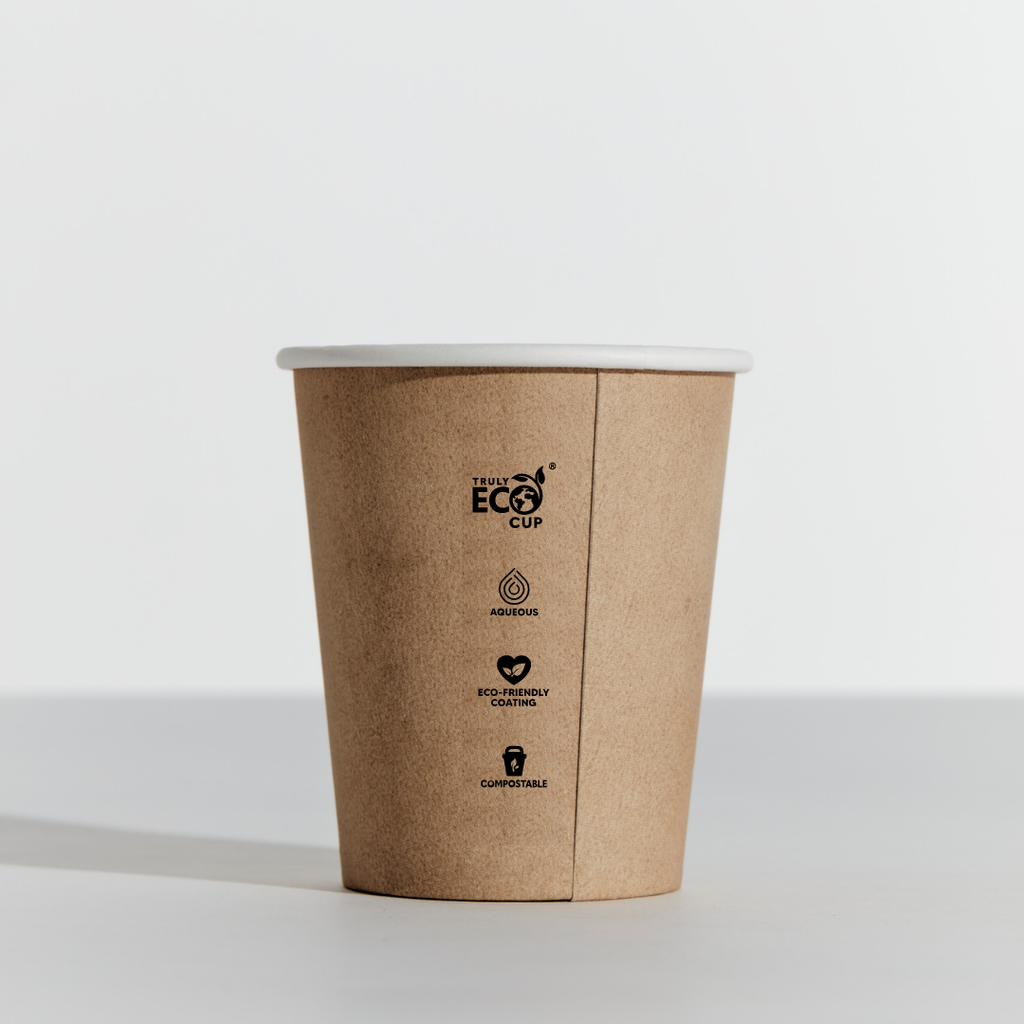 8OZ UNI SINGLE WALL AQUEOUS TRULY ECO CUP - Kraft Printed