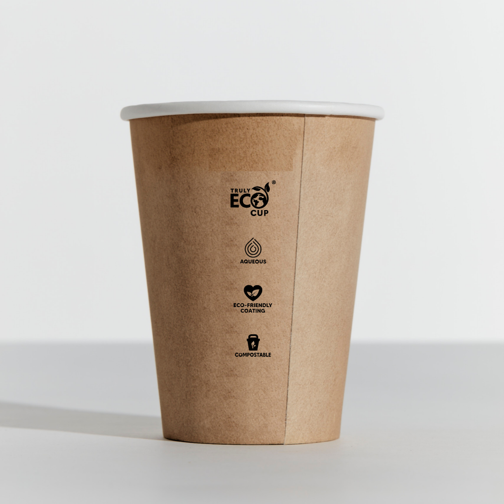 10OZ SINGLE WALL AQUEOUS TRULY ECO CUP - Kraft Printed