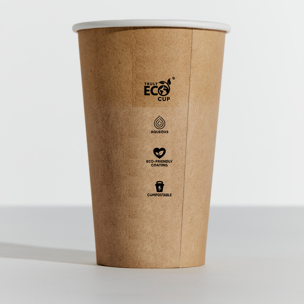 16OZ SINGLE WALL AQUEOUS TRULY ECO CUP - Kraft printed