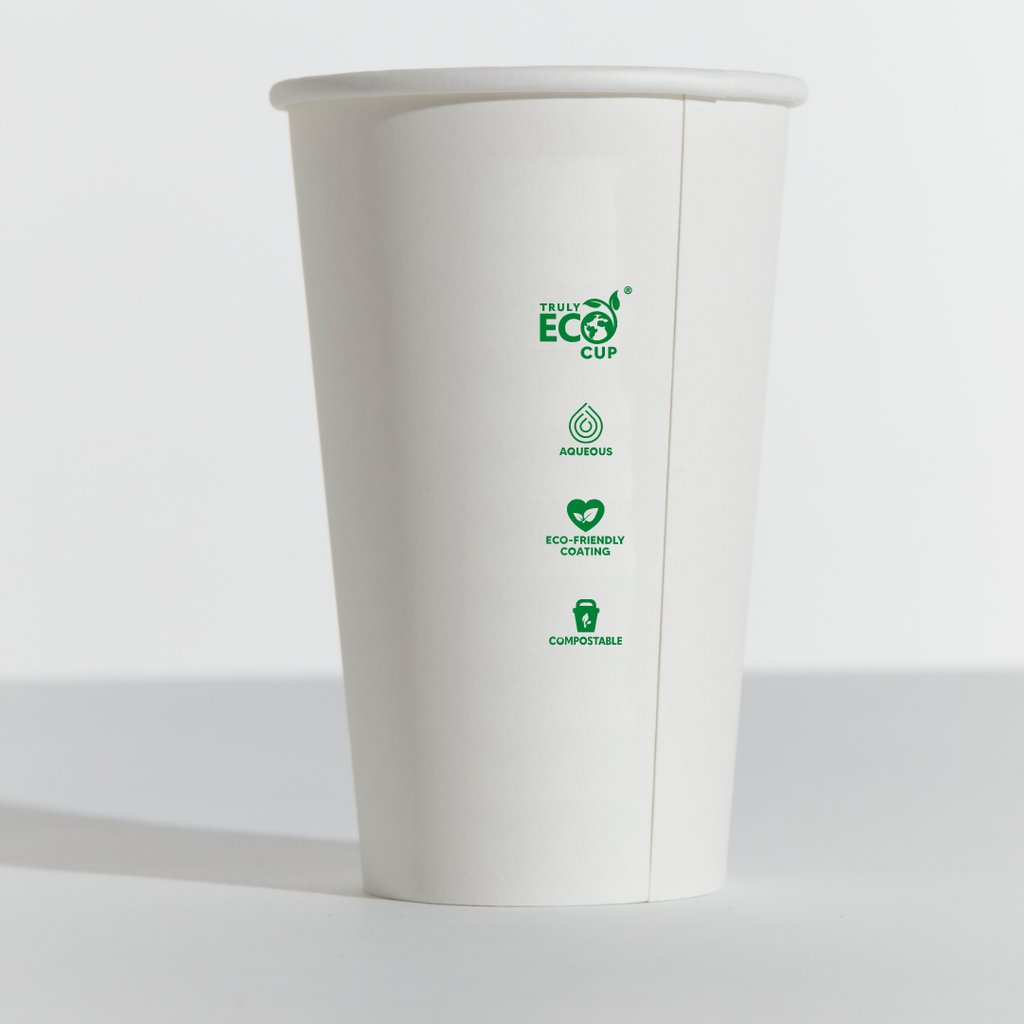 16OZ SINGLE WALL AQUEOUS TRULY ECO CUP - White