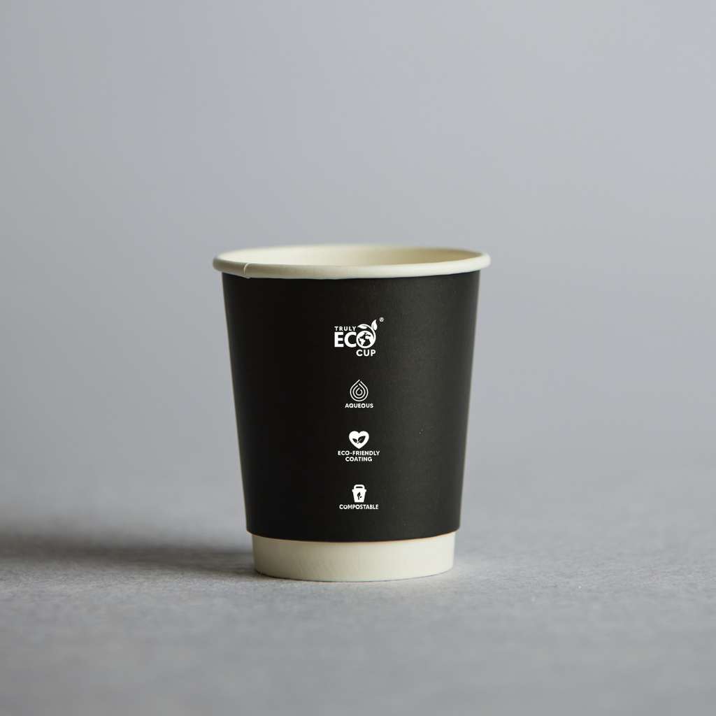 8oz BLACK DOUBLE WALL AQUEOUS TRULY ECO CUP 