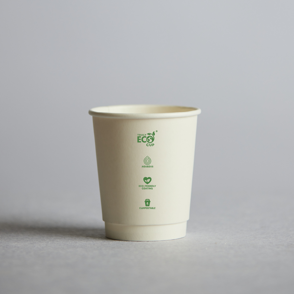 8oZ UNI DOUBLE WALL AQUEOUS TRULY ECO CUP - White