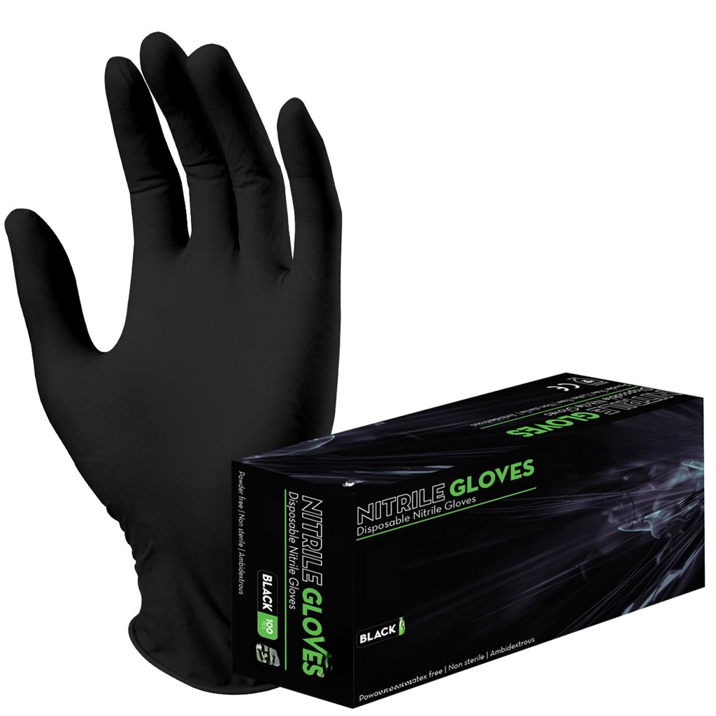 X-LARGE NITRILE POWDER FREE GLOVES LD BLACK